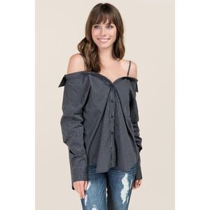 Francesca's Blue Rain TAMRA PORTRAIT COLD SHOULDER